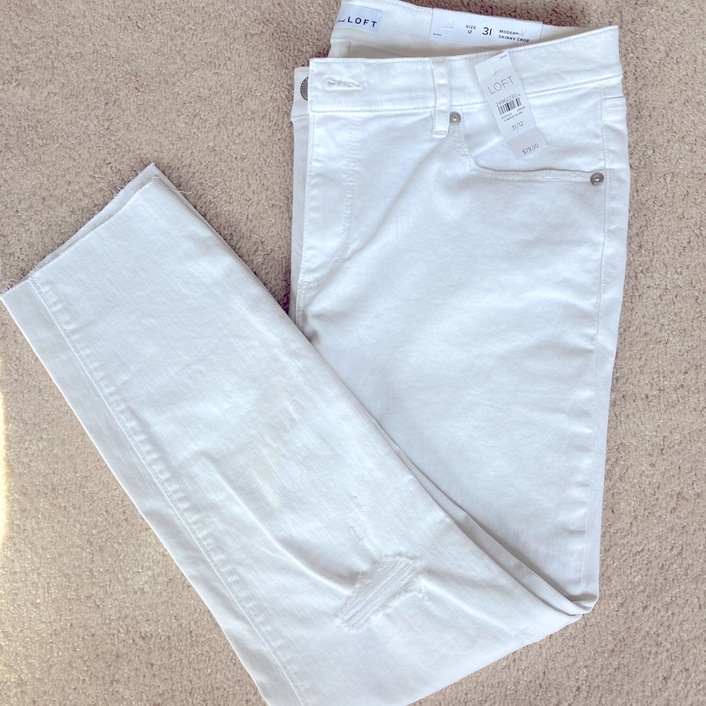 Loft Modern Skinny Crop Frayed Edge Jeans sz 12